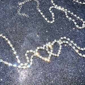 New Y2K Era Inspired Double Stranded Rhinestone Hearts Belt in Silver Adjustable